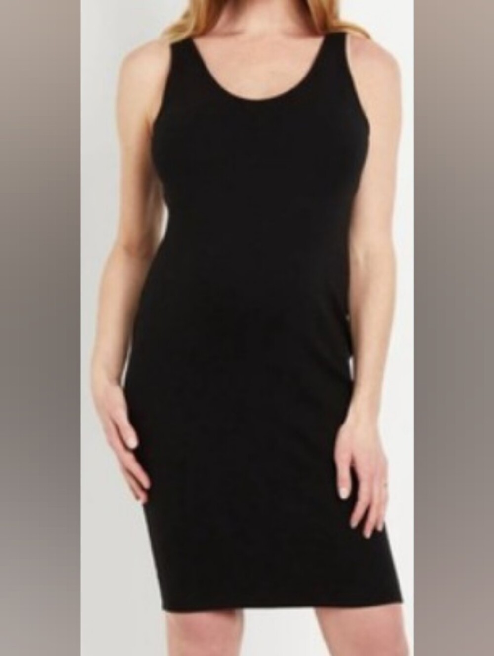 MOTHERHOOD MATERNITY BLACK RIBBED TANK DRESS RACER ACK MIDI  SIZE XS